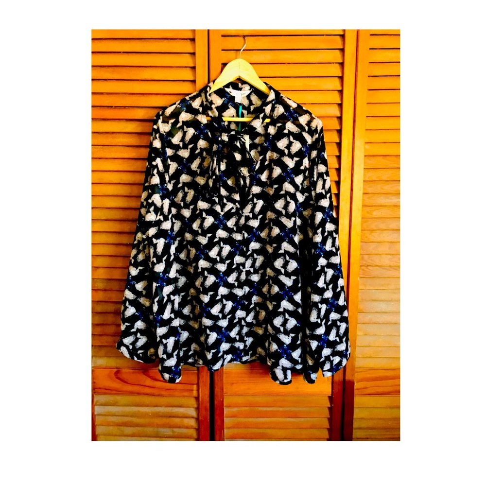Yumi Kim Black Bird Print Blouse